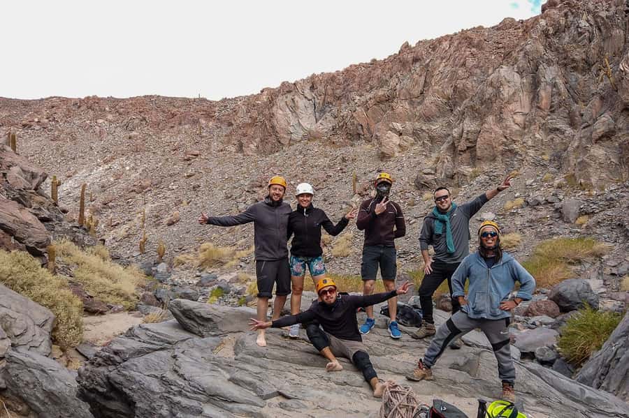 San Pedro de Atacama: Desert Tour with Canyoning & Trekking - Learning the rappel system at the canyon entrance